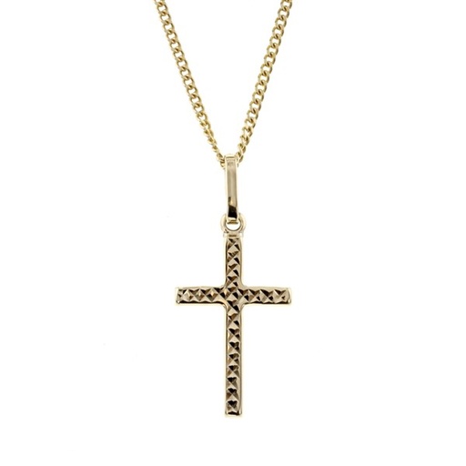 [RCP16] 9Y DIAMOND CUT RELIGIOUS CROSS PENDANT