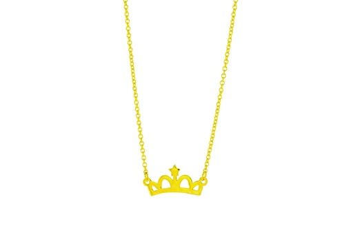 CROWN ON FINE HAMMERED CABLE CHAIN
