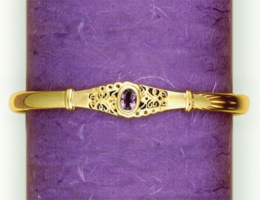 9CT SILVER FILLED BANGLE FLIPPED PATTERN WITH STONE SET FEATURE