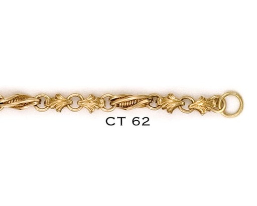 [CT62] SOLID CASTING LARGE PATTERNED TWIST BAR & FLEUR LEAF