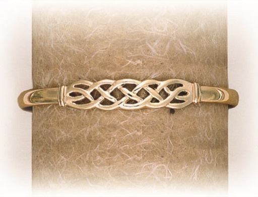 9CT SILVER FILLED BANGLE WIDE OVERLAP CELTIC FEATURE