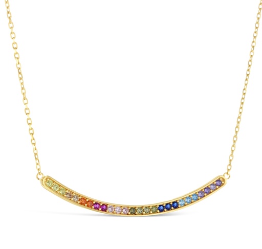 [BB113] ## 9Y MULTICOLOUR CZ BAR NECKLACE