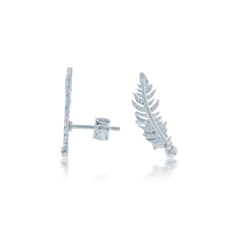 [EAR738]  9W FEATHER STUD EAR CLIMBER