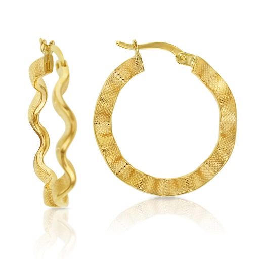 [EAR699]  9Y FANCY WAVY HOOPS