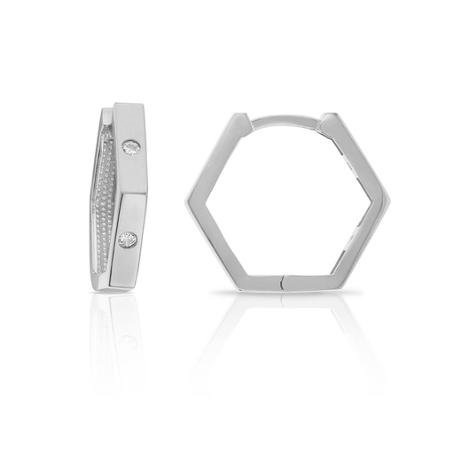 [EAR807]  9W HEXAGON W/ SINGLE CZ'S