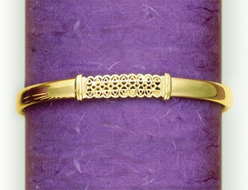 9CT SILVER FILLED BANGLE PATTERNED FILIGREE BAR FEATURE