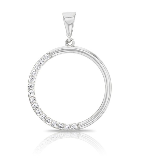 [STPD277]  9W HALF CZ CIRCLE PENDANT