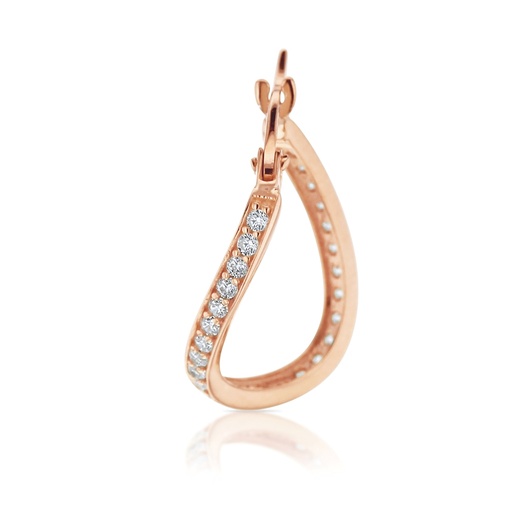 [EAR636]  9P CZ WAVY OVAL 15MM HOOP