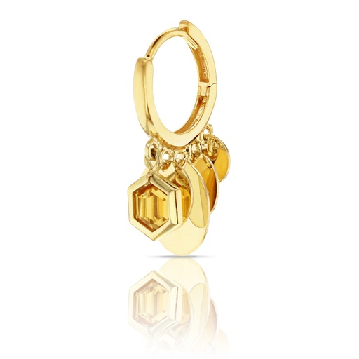 [EAR784] ## 9Y CITRINE&DISC DROP HUGGIE