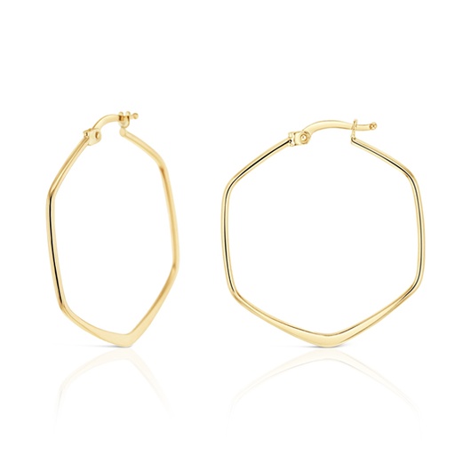 [EAR1072] 9Y FINE WIRE HEXAGONAL HOOP