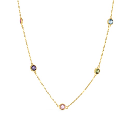 [BB152] ## 9Y CHAIN WITH MULTICOLOURED STONE CIRCLES NECKLACE