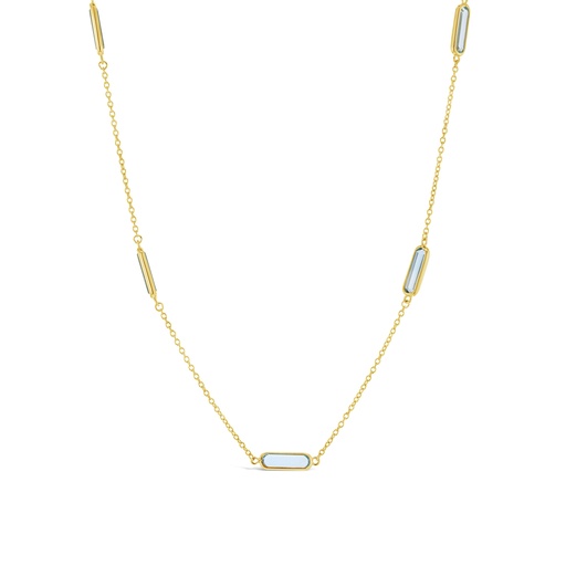 [BB174] ## 9Y CHAIN WITH LIGHT BLUE BAGUETTE STONE NECKLACE