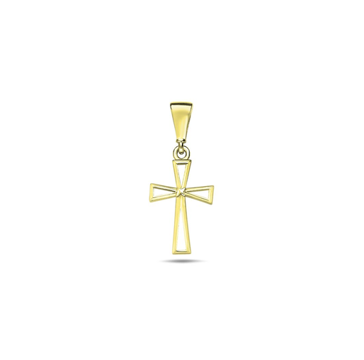 [RCP56] 9Y ANGLED CROSS OUTLINE PENDANT