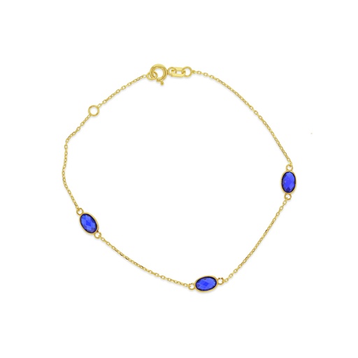 [BB155] 9Y CHAIN WITH DARK BLUE STONE OVALS BRACELET