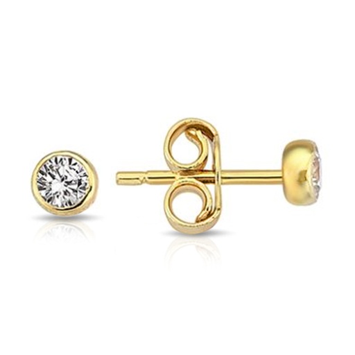 [EAR1051] 9Y SMALL CZ SET BEZEL STUD 3.8MM