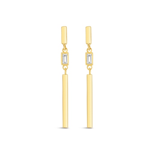 [EAR1083] ## 9Y STONE WITH VERTICAL PLAIN BARS DROP STUD - CZ