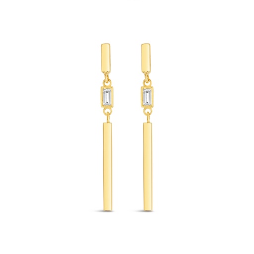 [EAR1083] 9Y STONE WITH VERTICAL PLAIN BARS DROP STUD - CZ