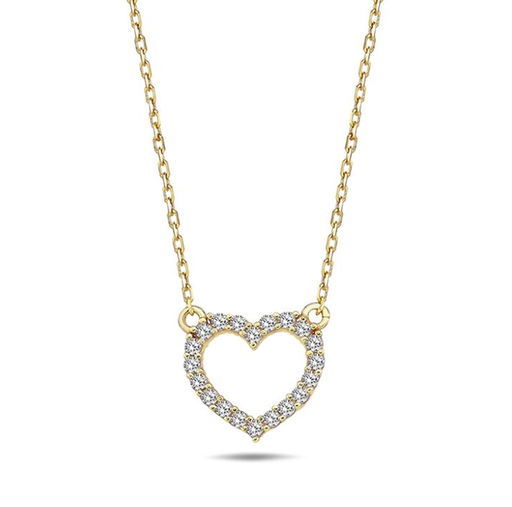 [BB159] ## 9Y CHAIN WITH OPEN HEART CZ BORDER PENDANT NECKLACE