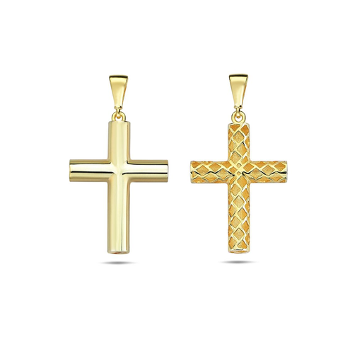 [RCP58] ### 9Y CYLINDER CROSS OPEN DIAMOND BACK PENDANT