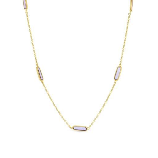 [BB176] ## 9Y CHAIN WITH LIGHT PURPLE BAGUETTE STONE NECKLACE