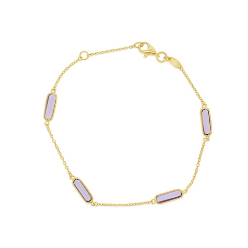 [BB175] 9Y CHAIN WITH LIGHT PURPLE BAGUETTE STONE BRACELET