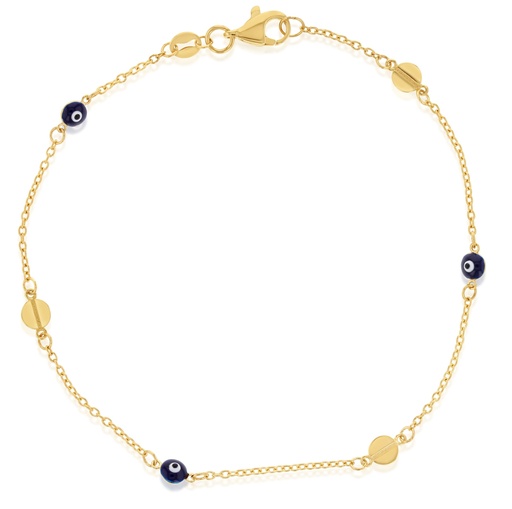 [BB166] 9Y CHAIN ALTERNATING SCREW AND EVIL EYE BRACELET