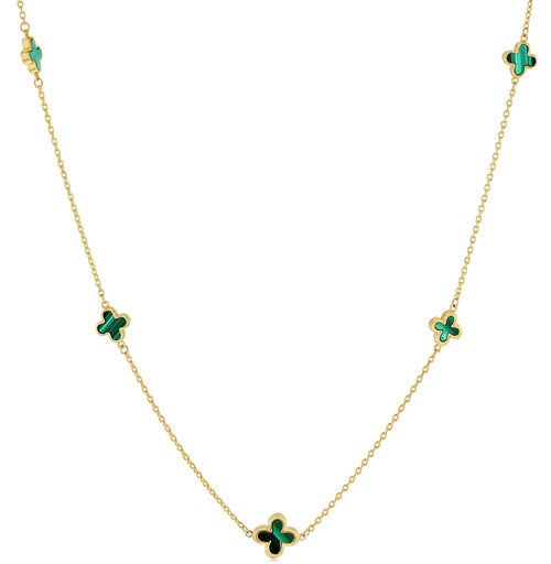 [BB186] 9Y ALTERNATING CHAIN WITH GREEN CLOVER NECKLACE