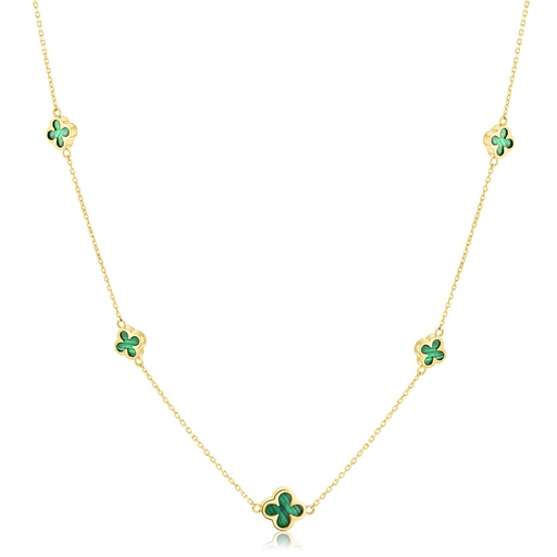 [BB186] 9Y ALTERNATING CHAIN WITH GREEN CLOVER NECKLACE