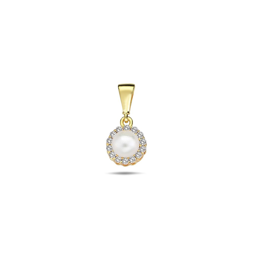 [STPD338] 9Y 4MM PEARL WITH CZ BORDER PENDANT