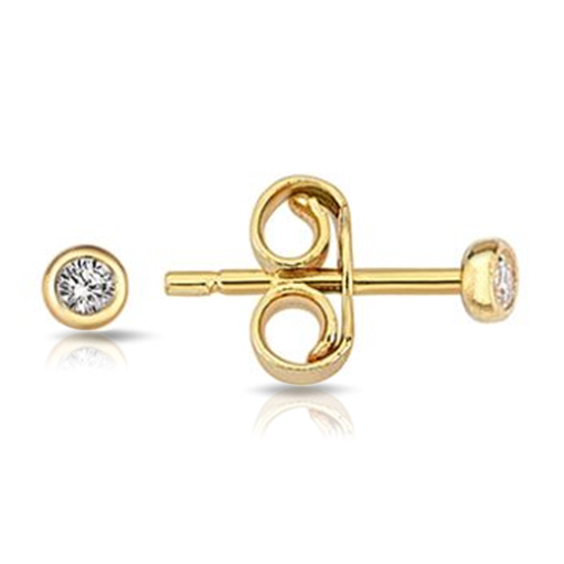 [EAR1050] 9Y MINI CZ SET BEZEL STUD 2.6MM