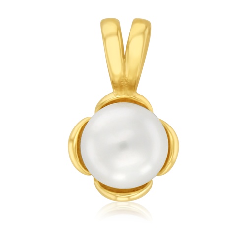 [PD103] 9Y PEARL IN 4 LEAF CLOVER BACK PENDANT