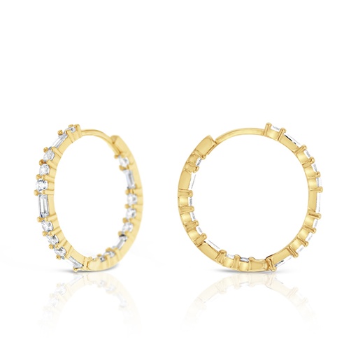 [EAR1079] ### 9Y ALTERNATING CZ CUT INSIDE OUTSIDE HUGGIE