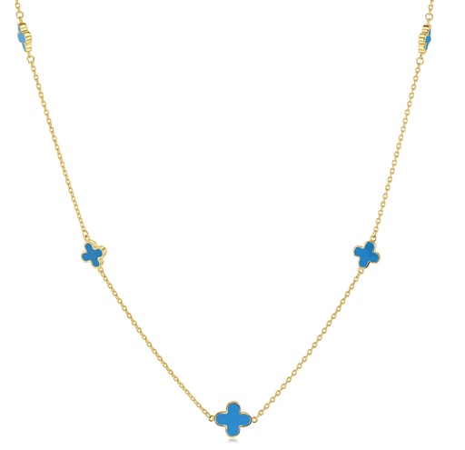 [BB184] 9Y ALTERNATING CHAIN WITH BLUE CLOVER NECKLACE