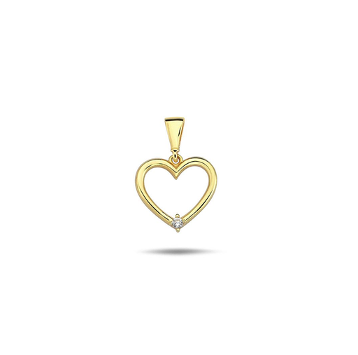 [STPD335] 9Y OPEN HEART SMOOTH BORDER WITH 1 CZ PENDANT