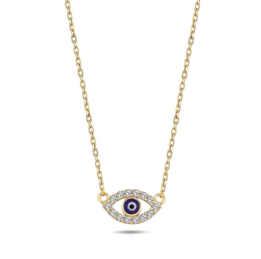 [BB161] ### 9Y CHAIN WITH EVIL EYE CZ BORDER NECKLACE