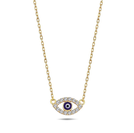 [BB161] 9Y CHAIN WITH EVIL EYE CZ BORDER NECKLACE