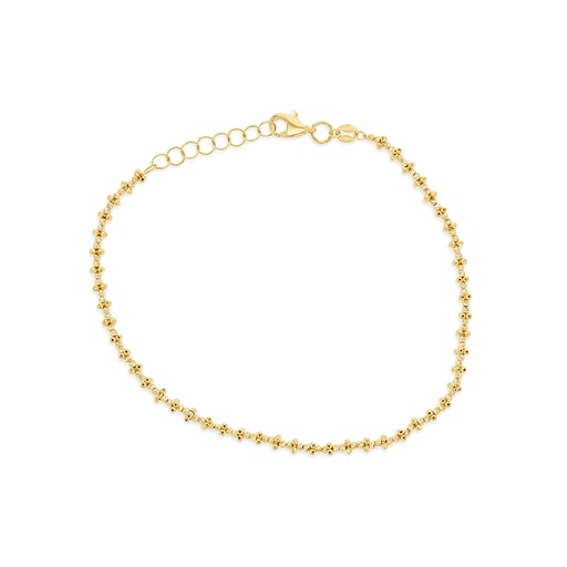 [BB171] 9Y ALTERNATING DIAMOND CUT BEADED SQUARE AND SMALL BEAD BRACELET