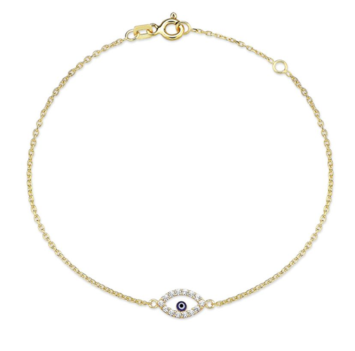 [BB160] ### 9Y CHAIN WITH EVIL EYE CZ BORDER BRACELET