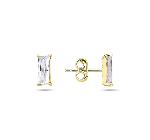 [EAR1056] 9Y LONG RECTANGULAR CRISS CUT BAGUETTE 3MM