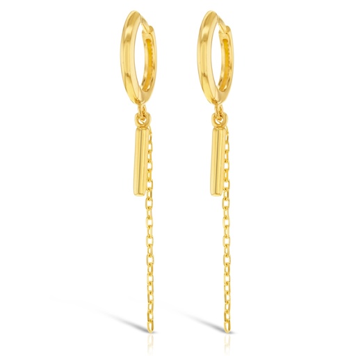 [EAR1040] ## 9Y PLAIN HUGGIE WITH CHAIN AND BAR DROP