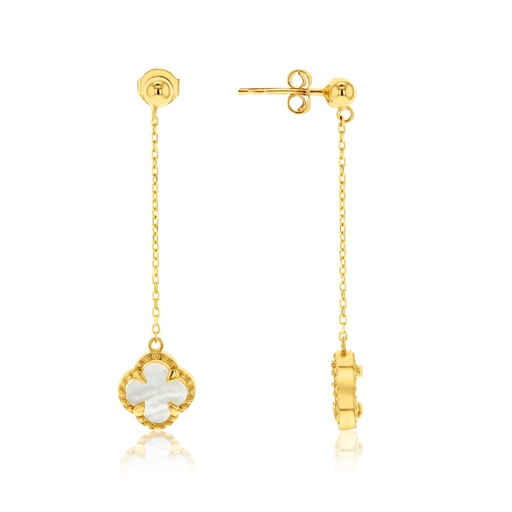 [EAR1095] ### 9Y M.O.P 4 LEAF CLOVER ON CHAIN WITH STUD