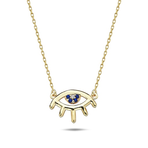 [BB163] ## 9Y CHAIN WITH CZ AND BLUE STONE PUPIL EVIL EYE NECKLACE