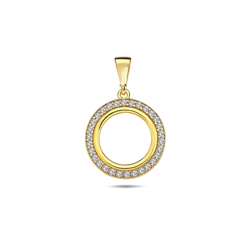 [STPD325] 9Y OPEN 14.3MM CIRCLE CZ BORDER PENDANT