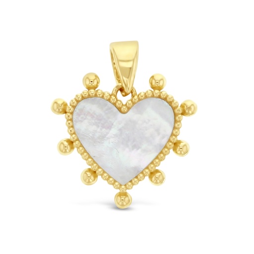 [PD116] 9Y M.O.P HEART WITH BEADED BALL BORDER PENDANT