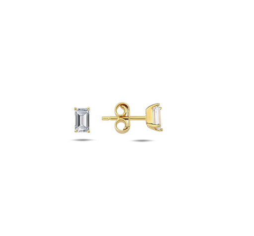 [EAR1055] 9Y MINI RECTANGULAR CRISS CUT BAGUETTE STUD 2.5MM