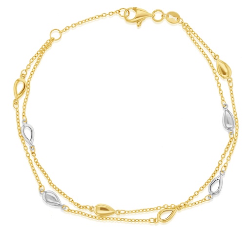 [BB165] 9Y DOUBLE CHAIN WITH 9Y AND 9W TEARDROPS BRACELET