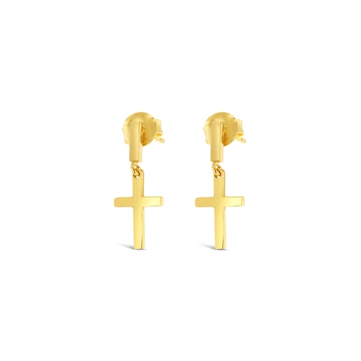 [EAR1036] 9Y PLAIN CROSS ON BAR STUD DROP