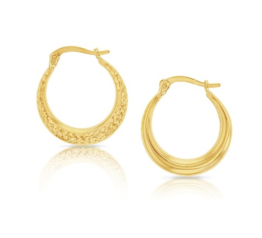 [EAR577] 9Y DIAMOND CUT CRESCENT HOOP