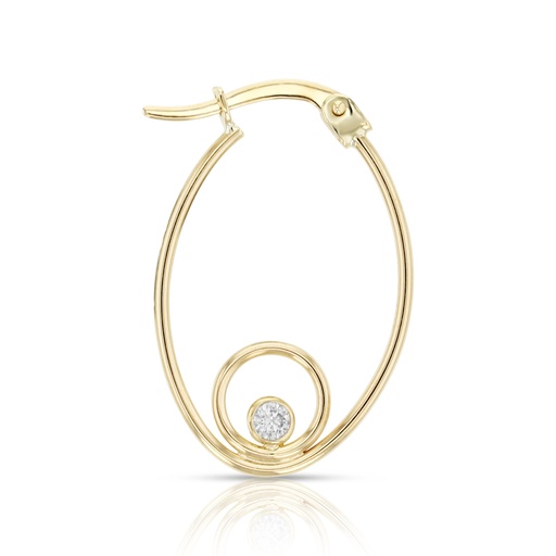 [EAR899] 9Y 20MM OVAL HOOP WITH CZ CIRC