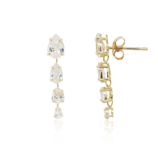 [EAR1105] ### 9Y TEARDROP CZ DANGLE STUD
